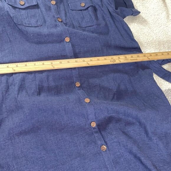 Appleseeds Dress Womens plus size 18 cuffed sleeves button up linen blend New - Picture 9 of 10